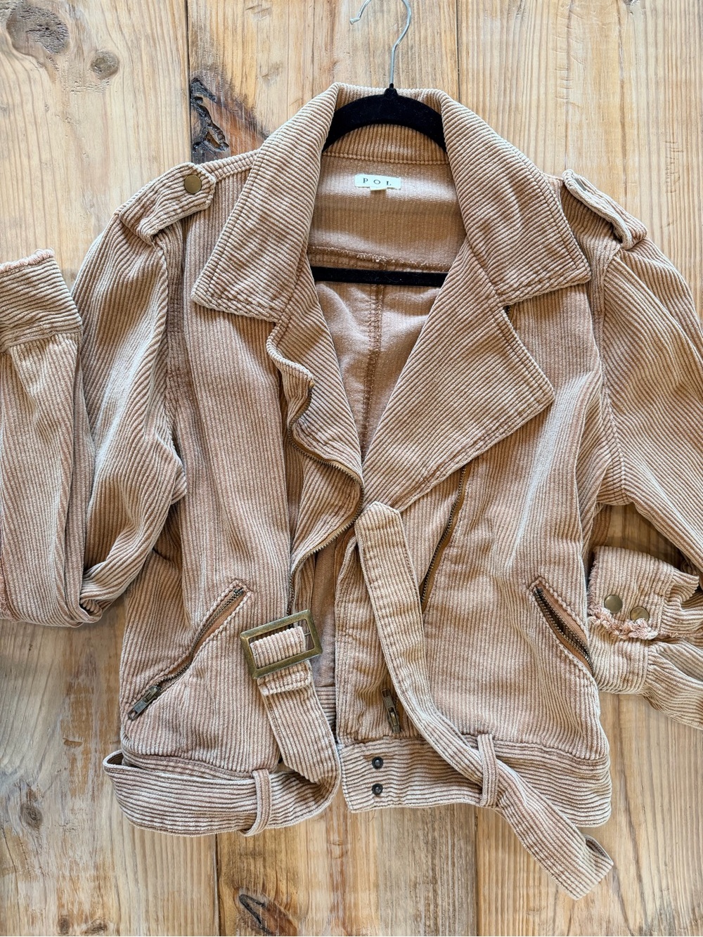 POL Beige Corduroy Utility Jacket with Belt
